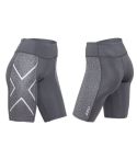 2Xu Women Ptn Mid - Rise Compression Shorts - Dark Slate/Bone Print